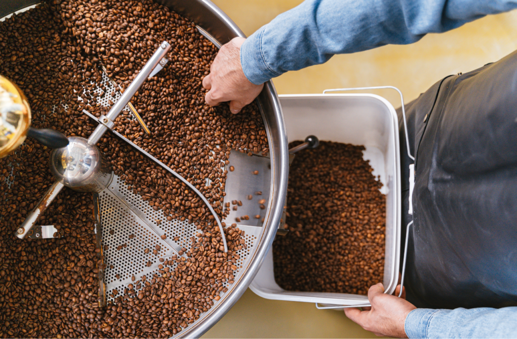 removing coffee beans from a roaster