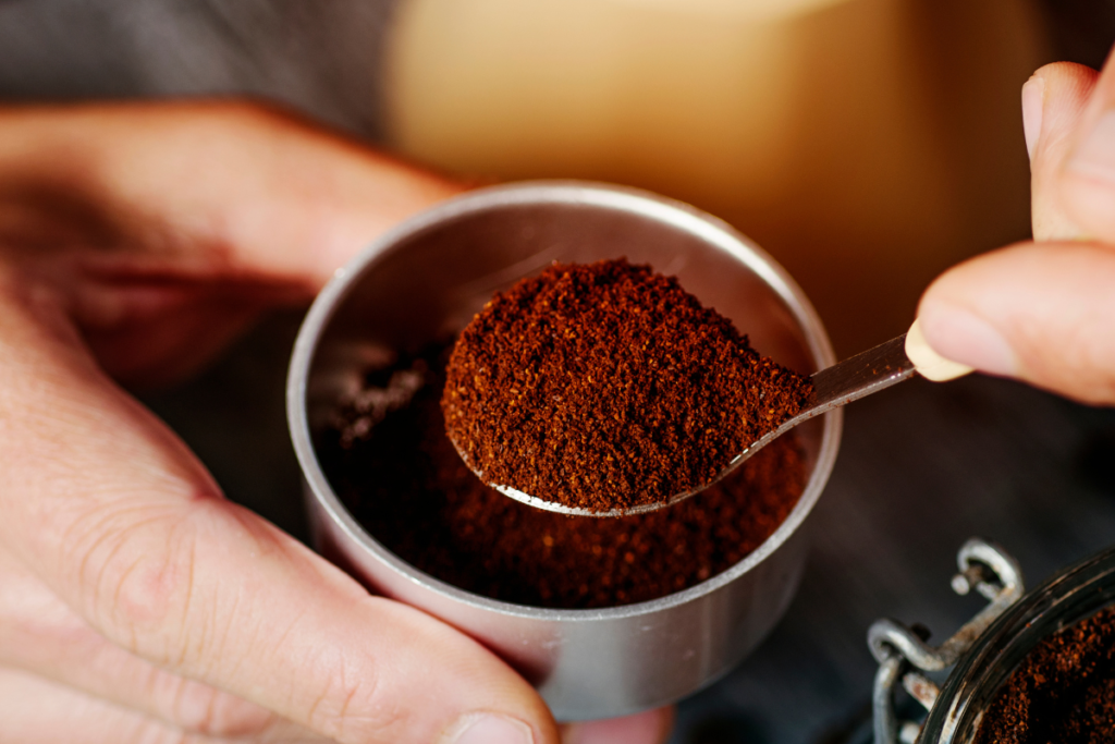 Ground coffee in Moka Pot basket